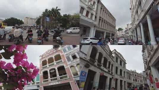 海口骑楼街高清在线视频素材下载