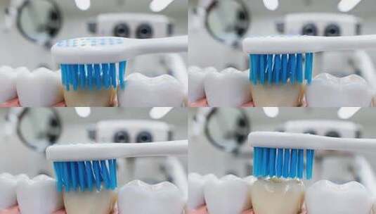 口腔护理刷牙演示高清在线视频素材下载