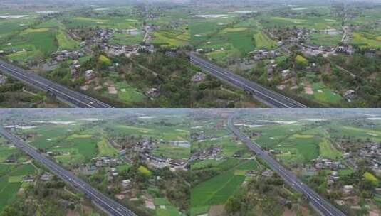 乡村田野高速公路航拍高清在线视频素材下载