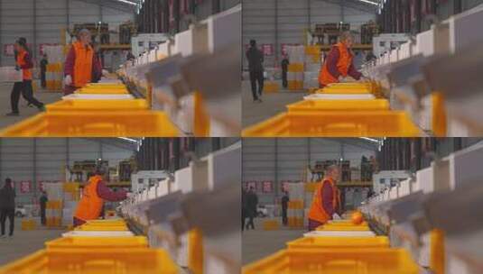 工厂工人操作流水线作业高清在线视频素材下载