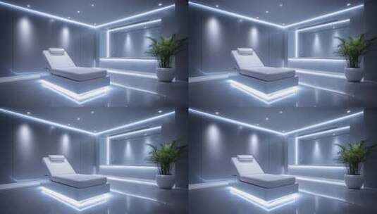 未来感十足的白色疗养室尽显科技与放松高清在线视频素材下载