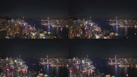 香港维多利亚港夜景航拍高清在线视频素材下载