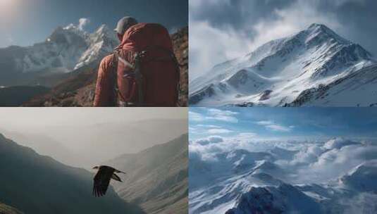 雪山自然风光全景高清在线视频素材下载