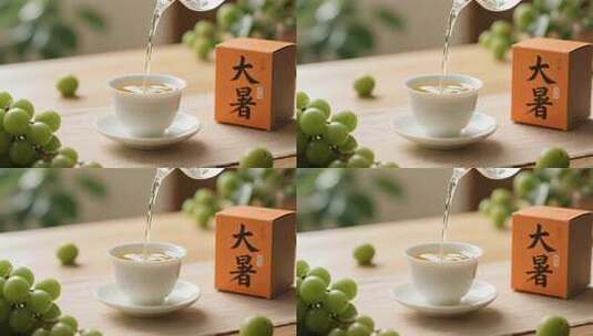大暑节气倒茶解暑养生茶文化视频高清在线视频素材下载
