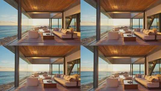 海景房室内与窗外海景素材高清在线视频素材下载