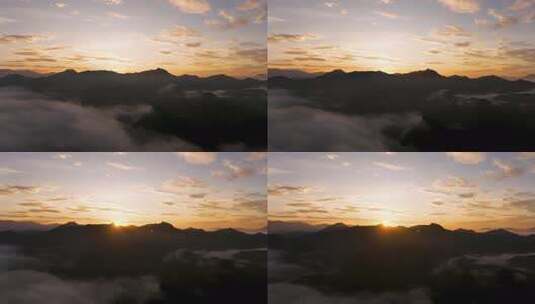 乡村山峦云海间的日出景象壮丽山河云雾缭绕高清在线视频素材下载