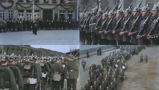 一战时期德国士兵赶赴前线高清在线视频素材下载