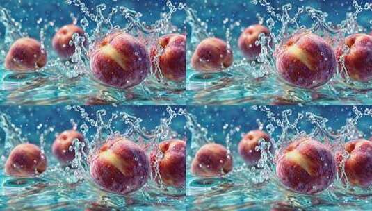 桃子入水溅起水花瞬间高清在线视频素材下载