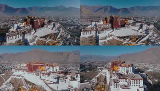 西藏拉萨市布达拉宫5A级景区世界级宫殿航拍高清在线视频素材下载
