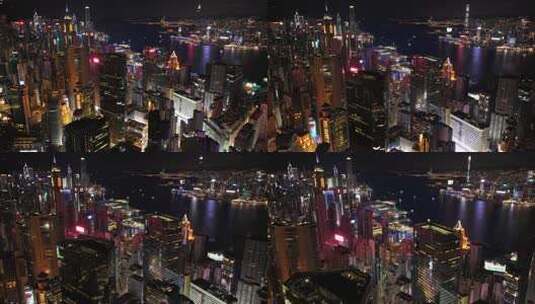 香港维多利亚港夜景航拍高清在线视频素材下载