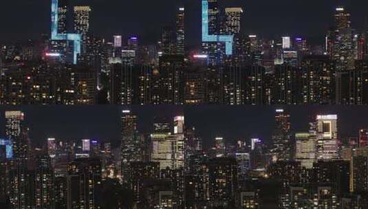 城市写字楼加班夜景航拍高清在线视频素材下载