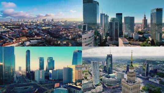波兰华沙地标建筑航拍素材高清在线视频素材下载