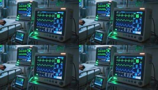 医院病房医疗监测设备画面高清在线视频素材下载