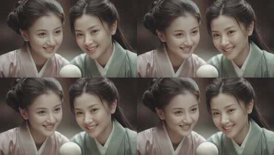 唐朝少女喜笑颜开共享美好事物高清在线视频素材下载