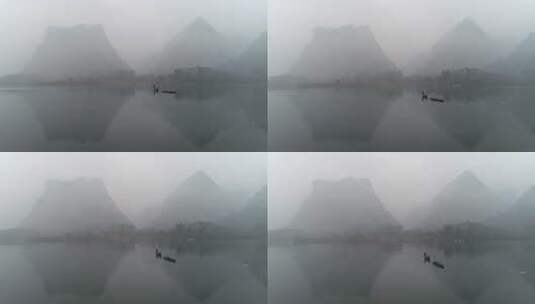 神秘湘西首八峒村小船划过酉水河高清在线视频素材下载
