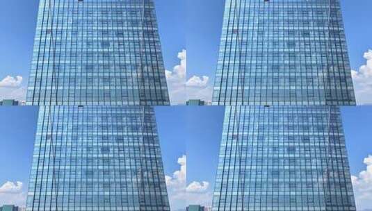 义乌高端办公楼纯净的玻璃幕墙高清在线视频素材下载