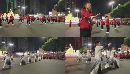 少儿武术功夫表演 城市民俗巡游高清在线视频素材下载