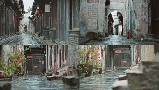 氛围感幽静古镇小巷街景街特写高清在线视频素材下载