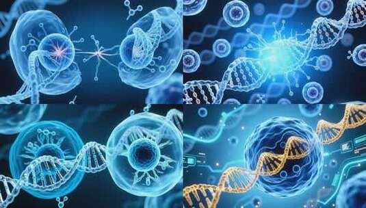 干细胞分裂过程的医学演示 DNA双螺旋合集4K高清在线视频素材下载