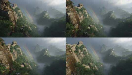 古长城万里长城航拍云海长城日出长城云雾高清在线视频素材下载