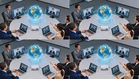 商务人士远程视频会议场景高清在线视频素材下载