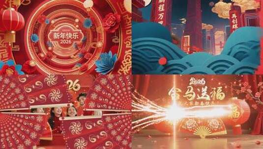 2026马年春节拜年 企业新年团拜会祝福边框高清AE视频素材下载