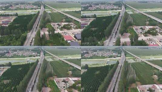 公路航拍乡村田野景象高清在线视频素材下载