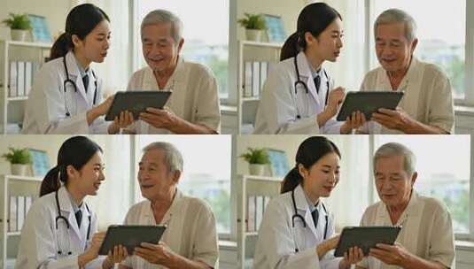 医生与老人沟通医疗场景视频高清在线视频素材下载