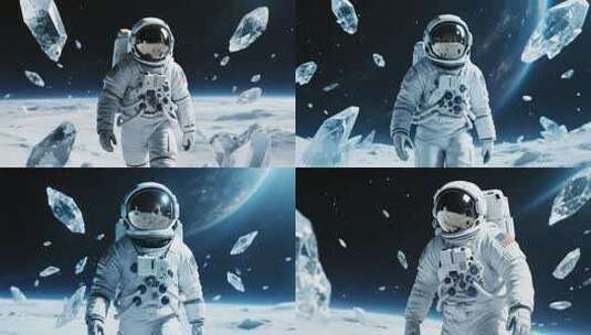 宇航员在太空场景中行走高清在线视频素材下载