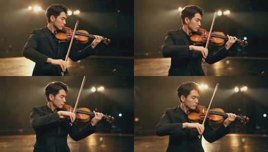 男子舞台演奏小提琴素材高清在线视频素材下载