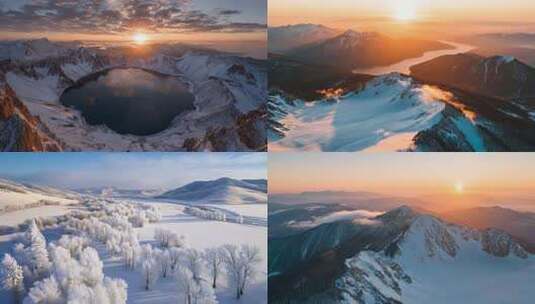 长白山四季风光合集高清在线视频素材下载