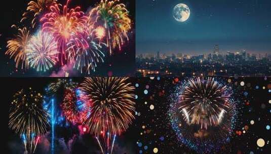 4k烟花新年烟花春节元旦元宵烟花秀合集高清在线视频素材下载