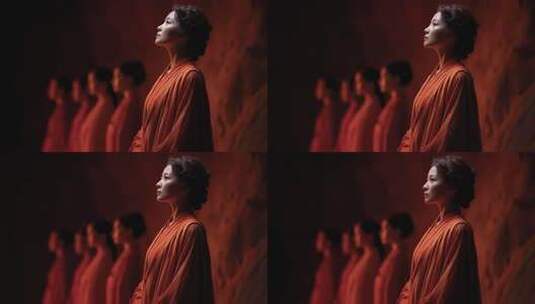 唐朝女性群像肃穆庄严令人敬畏高清在线视频素材下载