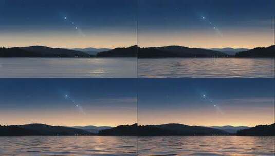 唯美星空彗星划过湖面治愈风光视频高清在线视频素材下载