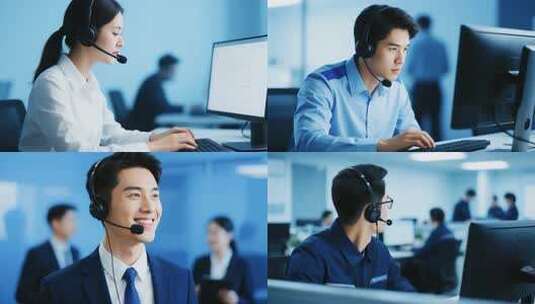 客服中心的专注与沟通高清在线视频素材下载