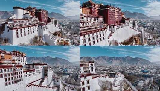 西藏拉萨市布达拉宫5A级景区世界级宫殿航拍高清在线视频素材下载