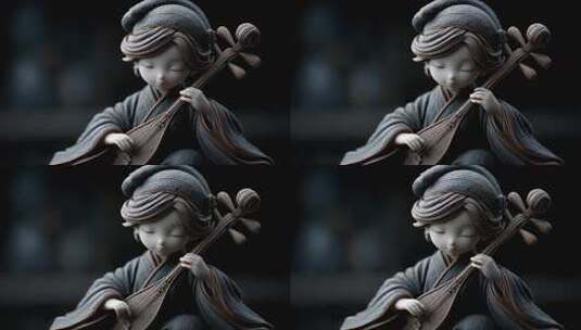 恬静人偶拨弹三味线高清在线视频素材下载