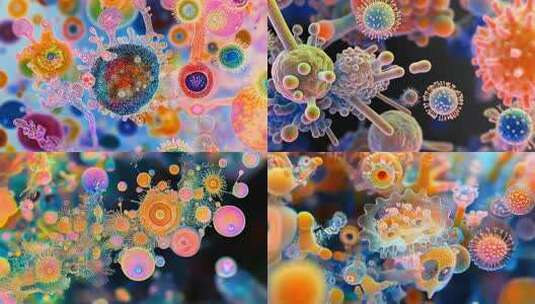 微观世界细胞结构病毒微生物学细胞花粉虫卵高清在线视频素材下载