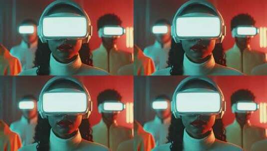 人群体验VR眼镜高清在线视频素材下载