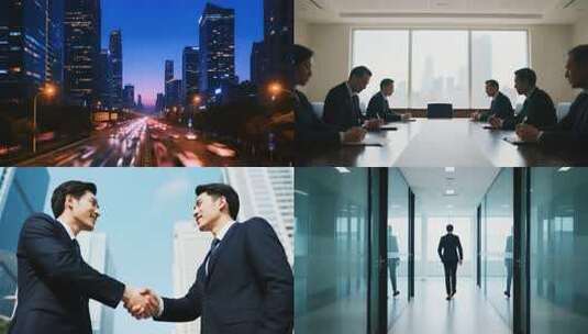 商务精英团队合作洽谈签约握手高清在线视频素材下载