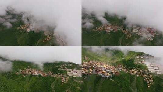 317国道白玉县 噶陀寺 小布达拉宫航拍高清在线视频素材下载