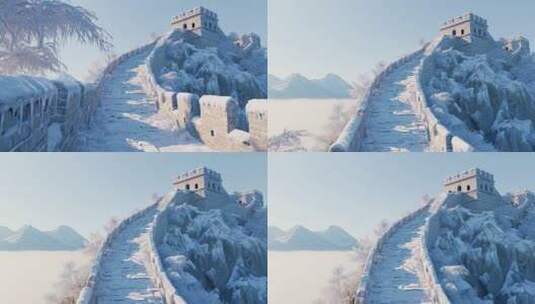 古长城万里长城航拍云海长城日出长城云雾高清在线视频素材下载