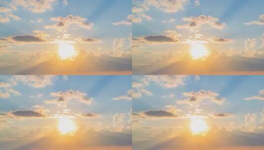 日出日落光芒万丈黄昏夕阳金色阳光穿透云层高清在线视频素材下载