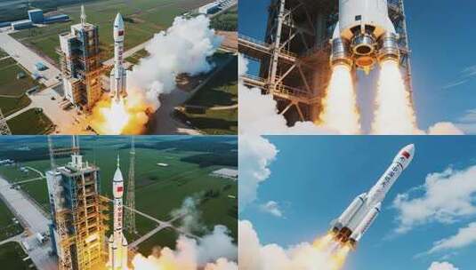 火箭发射升空航拍素材高清在线视频素材下载