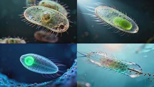 草履虫微生物活动高清在线视频素材下载