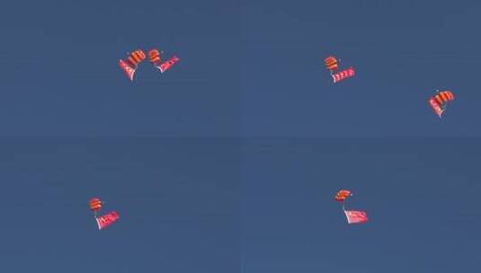 2025长春航展空军伞兵跳伞表演4倍慢镜高清在线视频素材下载