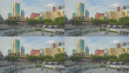 上海静安寺丰盛里静安寺广场高清在线视频素材下载