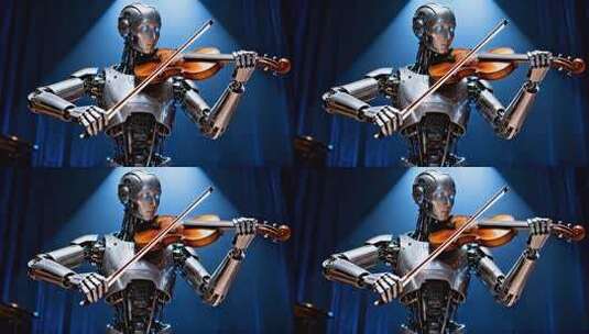 机器人演奏小提琴素材高清在线视频素材下载