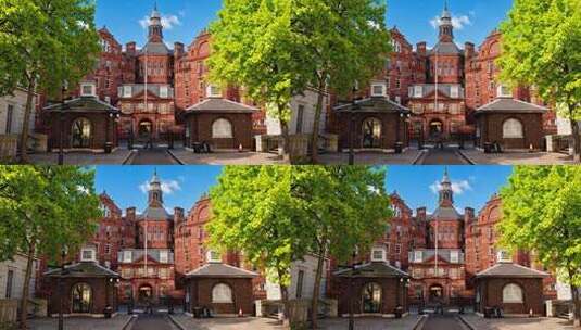 英国伦敦大学建筑全景高清在线视频素材下载