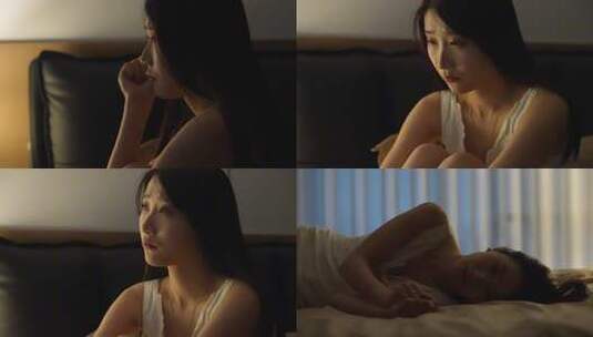 女生抑郁夜晚伤感失落高清在线视频素材下载